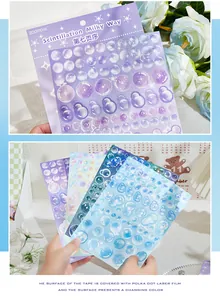 Milky Way-serie bubbelstickers met iriserende polka dot laserfolie voor journaling.