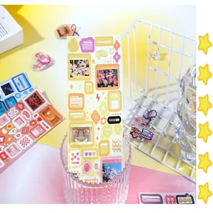 Close-up of cute Korean computer pop-up themed decorative sticker sheet for journaling