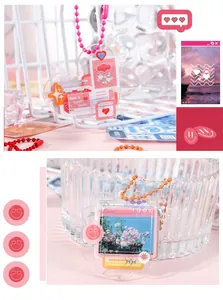 Close-up of Korean style deco stickers with pink aesthetic patterns