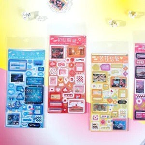 Korean style travel popup decorative stickers set with silver foil finish for journaling