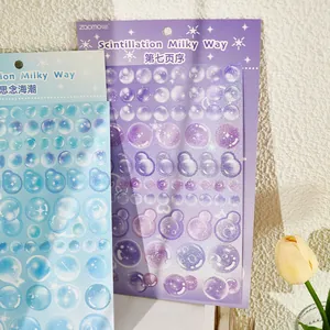 Glinsterende Milky Way serie stickers met bubbels en stippen voor journal decoratie