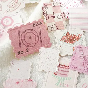 Vintage embossed postage stamp stickers featuring food illustrations for scrapbook journals