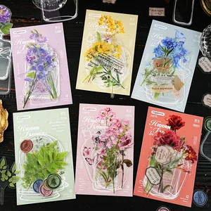 Vintage Fles Bloemen PET Stickerpakket Waterdicht Transparante Bloem Decoratieve Stickers Voor Scrapbooking DIY Journaling