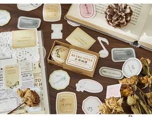 Detailaufnahme von Schmetterlingsaufklebern im Vintage-Stil und Dekopapier für DIY-Scrapbooking