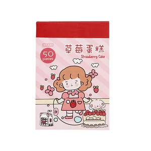 Schattig aardbeientaart cartoon washi stickerboek met 50 vellen voor journaling