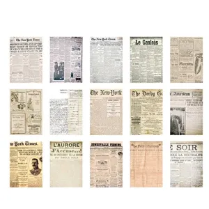 Vintage newspaper stickers for scrapbooking and creative journal decoration