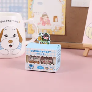Close-up of Summer Frost series washi tape box with cute girl cartoon illustration
