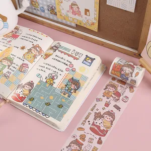 Cute cartoon girl washi tape for journaling and DIY scrapbooking decoration