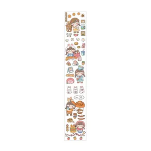Cute cartoon girl and food washi tape stickers for creative DIY scrapbooking decor