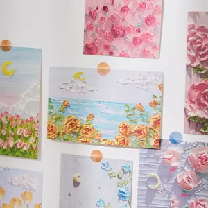 Cartoline artistiche in stile pittura a olio con motivi floreali e paesaggi