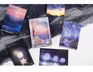 Detailansicht der Postkarten-Serie „Sunset Flower“ mit Feuerwerks- und Dämmerungsmotiven