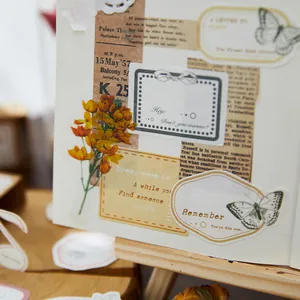 Adesivi in carta per scrapbooking vintage con farfalle e fiori per il journaling