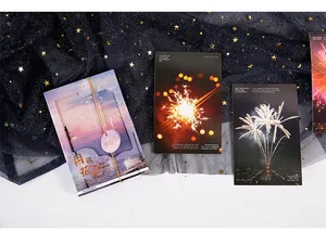 Künstlerisches Postkarten Set mit Feuerwerk und Sonnenuntergang Thema, 30 Blätter