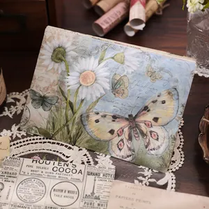Carta materiale per scrapbooking vintage con margherite e farfalle