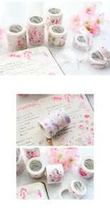 Detailed close-up of Zaomo girl's dream washi tape set applied on journal pages
