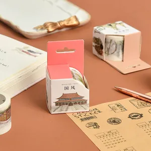 Lot de rubans washi en boîte avec illustrations chinoises vintage pour journal DIY