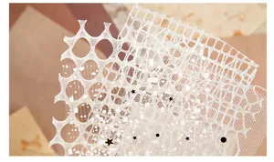 Detailed view of vintage white lace and mesh fabric for scrapbooking decoration