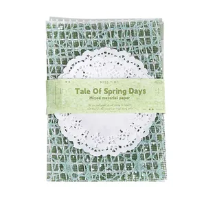 Light retro green mesh and decorative lace paper material pack for DIY scrapbooking