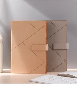 Minimalistische A5 Business-Notizbücher mit geometrischen Linien in Braun und Grau.