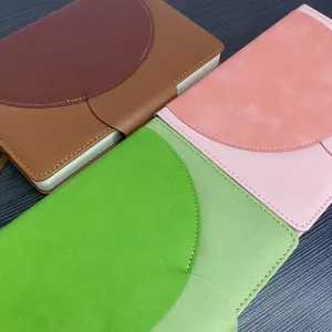 Πολύχρωμα σημειωματάρια A5 από δέρμα PU με κομψά ραμμένα ημικυκλικά κλεισίματα