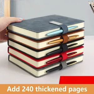 A5 Zakelijk Notitieboek PU Leren Omslag Magnetische Gesp Verdikt Dagboek Kantoor Vergadering Record Boek 240 Pagina's