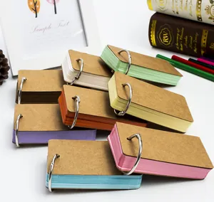 Buntes Set aus Blanko-Lernkarten mit Metallringen für Studium und Notizen