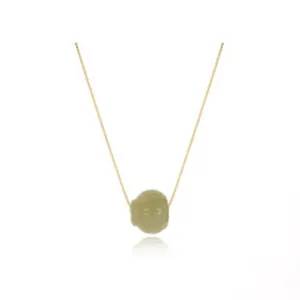Close-up of retro light luxury S925 silver necklace with carved Hetian green jade pendant