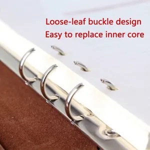 Cuaderno profesional A5 de hojas sueltas con funda de cuero premium y anillas de metal