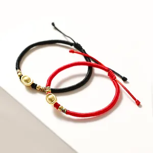 Bracciale in Corda Rossa Intrecciato a Mano in Argento S999 Placcato Oro Yuanbao Ciondolo Bracciale per Donna Uomo Gioielli Portafortuna Regalo