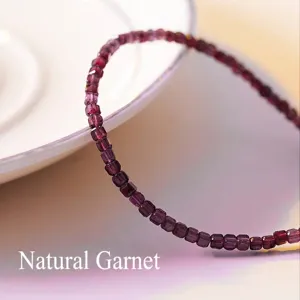 Elegante bracciale in granato naturale 2mm perline viola con chiarezza cristallina
