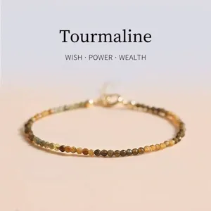 Ultra Fine Yellow Tourmaline Bracelet For Women Vintage Chinese Style Natural Gemstone Bracelet With 14K Gold Filled Clasp Gift