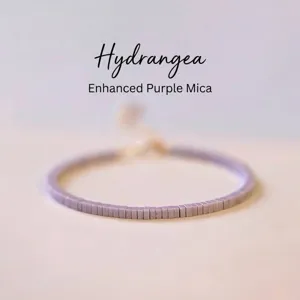 Vintage Lepidolite Tiny Beaded Bracelet For Women With 14K Gold Filled Heart Pendant Handmade Delicate Jewelry Gift