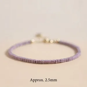 Minimalist 2.5mm purple Lepidolite beaded bracelet with vintage charm for women