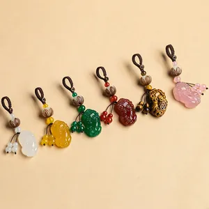 Chinese Stijl Kristal Pi Xiu Sleutelhanger Rijkdom Succes Geluksamulet Auto Hanger Voor Mannen Vrouwen Vintage Cadeau