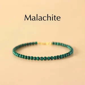 Natural Green Malachite Raw Stone Bracelet For Women Minimalist Slim Single Loop Gemstone Bead Bracelet Gold Clasp Jewelry Gift