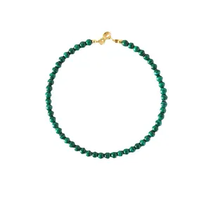 Elegant natural green malachite beaded bracelet with adjustable gold lobster clasp jewelry