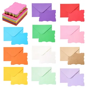 Juego de Sobres y Tarjetas de Colores Estilo Europeo Borde Ondulado Tarjetas de Felicitación Blancas Escritas a Mano Papelería Estilo Occidental