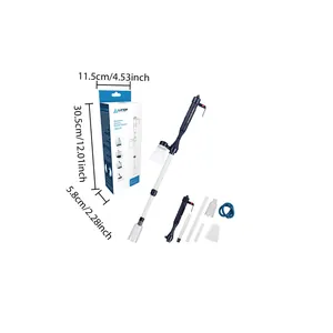 Detailed view of electric aquarium gravel cleaner components and packaging dimensions