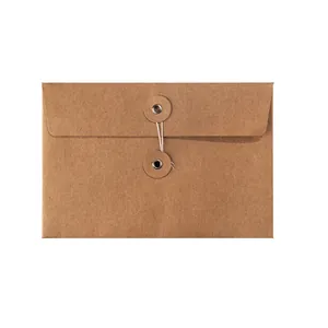 Sobre para documentos de papel kraft retro premium con cierre clásico de cordón y botón oval.