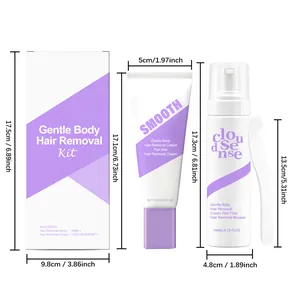 Sanftes Körper-Haarentfernungs-Set mit Abmessungen für Spray, Creme und Verpackung