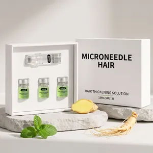 Professional hair thickening solution set with microneedle roller and herbal extracts