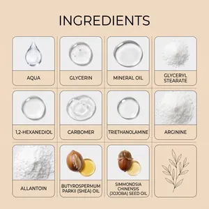 Gedetailleerde ingrediëntenlijst voor herenbodylotion met sheaboter en jojoba-olie.