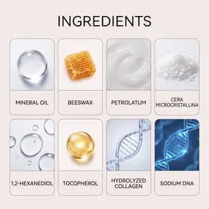 Ingredient list detail for moisturizing balm stick showing collagen and beeswax