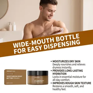 Hydraterende bodycrème voor mannen in een handige pot met brede opening voor gebruik.