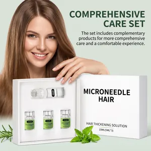 Complete hair thickening serum set with microneedle roller for comprehensive scalp care
