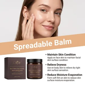 Beef tallow moisturizing balm for face and body showing soft creamy texture on skin