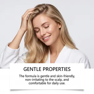 Detail showing the gentle formula effects on healthy, smooth blonde hair texture.