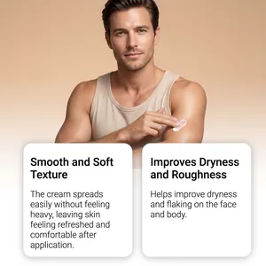 Close-up van een man die hydraterende bodylotion aanbrengt met een zachte textuur.