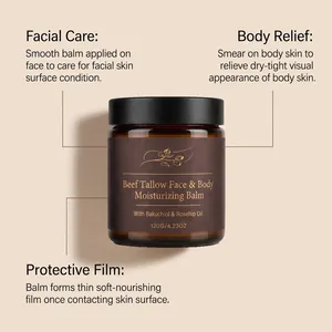 Detail showing beef tallow moisturizing balm benefits for face and body skin care