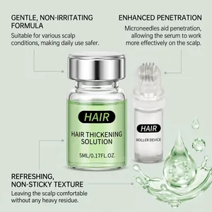 Hair thickening solution set with microneedle roller for scalp penetration and care